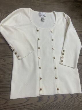 Linea by Louis Dell'Olio Gold -Button Knit Top